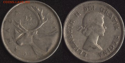 Канада 25 центов 1954 до 22:00мск 05.04.16 - Канада 25 центов 1954 (Ag!) 