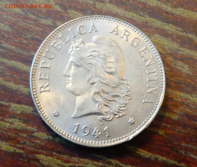 АРГЕНТИНА - ГОЛОВА ДЕВУШКИ 1941 г. отличная! до 5.04, 22.00 - Аргентина 50 сентаво 1941 голова девушки_1