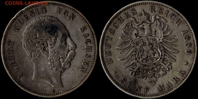 5 марок Саксония 1889 и Гамбург 1896 - 1889 Саксония 1