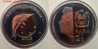 БИМ о-в Саба 2доллара 2013 Хамелеон Джексона 05.04 22.0 - саба 2 доллара 2013