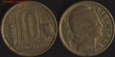 Аргентина 10 сентаво 1944 до 22:00мск 06.04.16 - Аргентина 10 сентаво 1944 