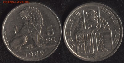 Бельгия 5 франков 1939 до 22:00мск 06.04.16 - Бельгия 5 франков 1939