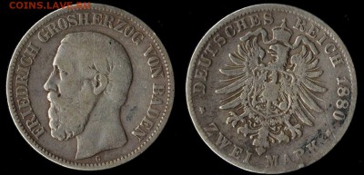 2 марки 1880 Баден редкий до 06.04.16г 22.00 МСК - 1880 баден