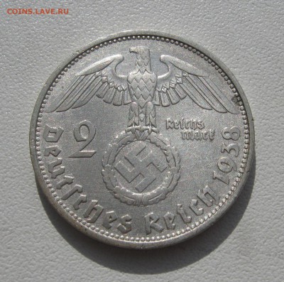 2 Рейхмарки 1938 D, Гинденбург до 7.04.2016 22.00МСК - 2 Рейхмарки 1938 D1.JPG