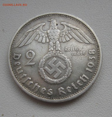 2 Рейхмарки 1938 G, Гинденбург до 7.04.2016 22.00МСК - 2 Рейхмарки 1938 G1.JPG