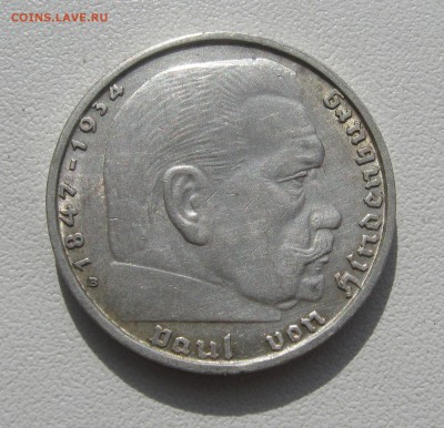 2 Рейхмарки 1939 B, Гинденбург №1 до 7.04.2016 22.00МСК - 2 Рейхмарки 1939 В №1.JPG