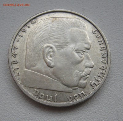 2 Рейхмарки 1939 B, Гинденбург  до 7.04.2016 22.00МСК - 2 Рейхмарки 1939 В.JPG
