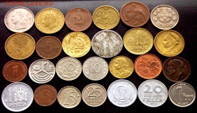 54 разные зарубежные монеты (см. описание). До 01.04_22.00мс - 2