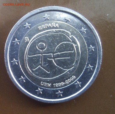 2 ЕВРО Испания 10 лет 2009 дешево распродажа - IMAG2452