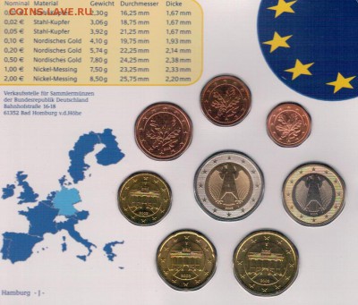 ГЕРМАНИЯ НАБОР ЕВРО ПРУФ 2003J ДО 07.04.16 В 22.00МСК (Б996) - 4-фрг2003J