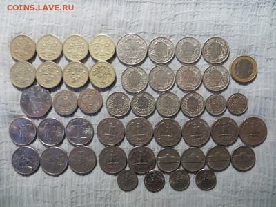 Фунты, Шв. франки, Евро, центы США. Много. - 010.JPG