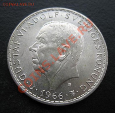 серебро, Швеция, 1966 г, 5 Кр, до 02.11 в 21-30 мск - шв 5 кр юб а