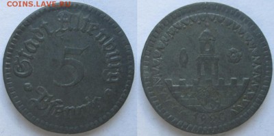 Нотгельды Германии. Обзорная тема. - 5 пфеннигов 1920г. Альтенбург