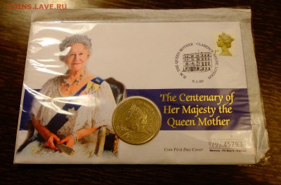 АНГЛИЯ - 5ф 100 ЛЕТ КОРОЛЕВЕ-МАТЕРИ конверт до 15.04, 22.00 - Англия - 100 лет королеве-матери конверт