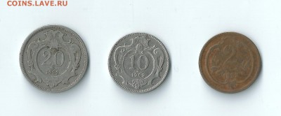 Австрия 2, 10, 20 геллеров 1893-1909 до 15.04 22:00 - 09