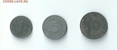 Германия 1, 5, 10 пфеннигов 1941-1942 до 15.04 22:00 - 01