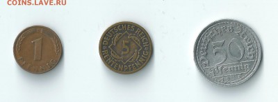 Германия 1, 5, 50 пфеннигов 1921-1950 до 15.04 22:00 - 05