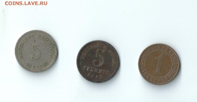 Германия 1, 5, 5 пфеннигов 1901-1934 до 15.04 22:00 - 07