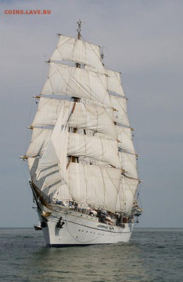 БИМ о-в Тромлен 500 франк 2013 Барк «Горх Фок II» 14.04 22. - тромлен 500 франк 2013-1