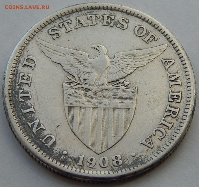 Филиппины 1 песо 1908, до 17.04.16 в 22:00 МСК - 4004