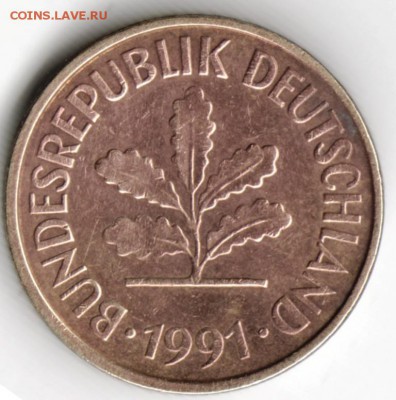 ФРГ. 5 пфеннигов 1991 г. F до 24.00 16.04.16 г. - Scan-160405-0011