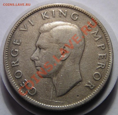 Новая Зеландия, 6флорин 1943, серебро - 3 ноября 22-00 - Ф 1943а