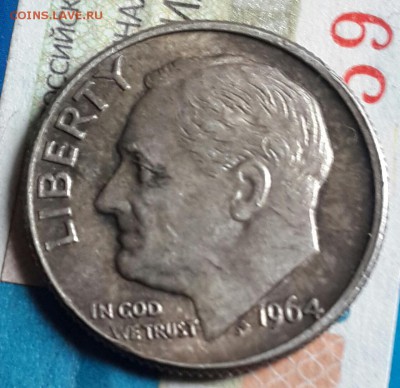Дайм 1964. США. Серебро 900 пр. До 15.04.2016 в 22.00 - 20160412_171203-1