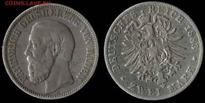 2 марки 1883 Баден редкая до 19.04.16г - 1883 баден