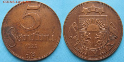 Латвия 5 сантим 1922: до 22-04-16 в 22:00 - Латвия 5 сантим 1922    2836