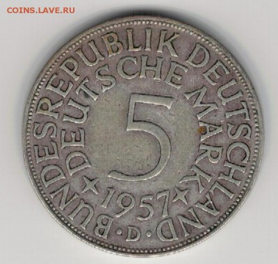 Ag ФРГ 5 МАРОК 1957D ДО 21.04.16 В 22.00МСК (В275) - 5-1957D1