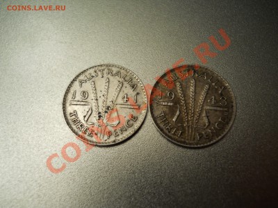 Австралийское серебро 3 пенса 1941 и 1943 до 6.11.2010. 20-0 - DSCN0442 Австралия 3 пенса 1943 и 1941.JPG