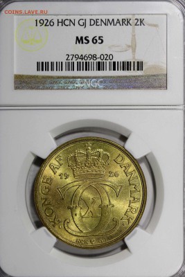 Дания, 2 кроны 1926 г., NGC MS65 - 4