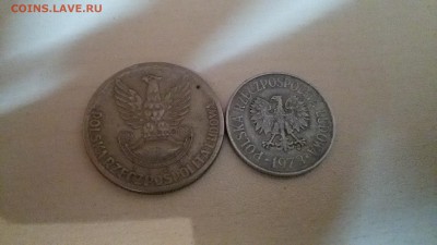 Польские гроши, 2 монеты 1968 и 1973 1-юбил.победы 25 лет - 20160418_182256