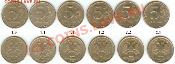 5 р. 1997,1998, 2008 РФ (14 частых разновидов) лот 2 - 5р1997_лот2.JPG