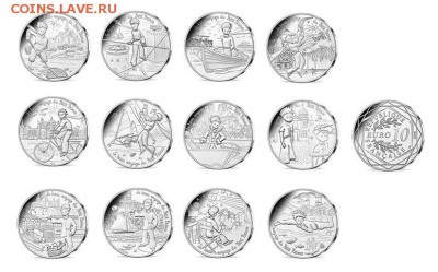 Монеты с Корабликами - 2016 10 евро Маленький принц, 12 шт