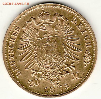 Германия 20 марок 1873г ЗОЛОТО Баден до 23.04 в 21.00 - баден 20 марок 1873г 2.JPG