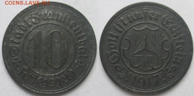 Нотгельды Германии. Обзорная тема. - 10 пфеннигов 1917г. Франкенталь, цинк