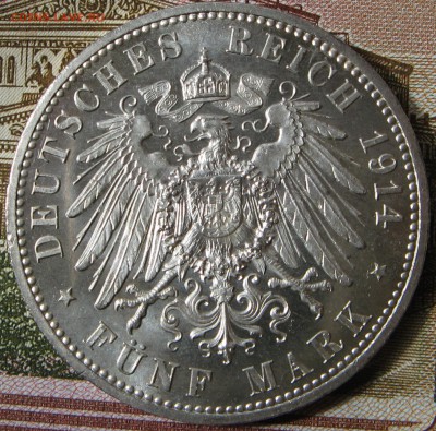 5 марок 1914 Ангальт - реверс
