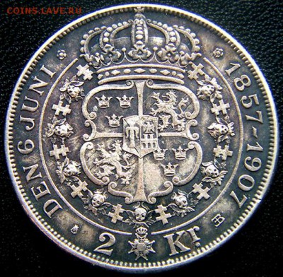 Швеция_памятные 2 кроны 1907. Отличное серебро; 20.04_22.46м - 11220