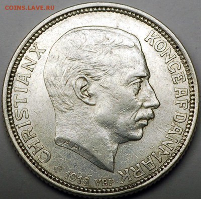 Дания_2 кроны 1916. Серебро; до 21.04_22.30мск - 11197