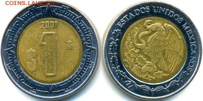 с 1 руб!!! биметалл Мексика 1 песо - 19625cdd7673f6e5ed28a09d7d05f3e55ba6fd84