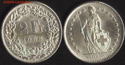 Обмен иностранным серебром - Швейцария 2 франка 1965