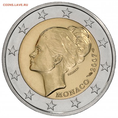 Продам 2 Euro 2007 "GRACE KELLY" до 1.05.16 - 2007 25. Todestag Fьrstin Gracia Patricia