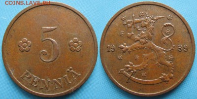 Финляндия 5 пенни 1939: до 27-04-16 в 22:00 - Финляндия 5 пенни 1939    3279