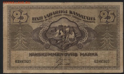 25 марок 1919 г. Эстония. Редкая! до 22-00 мск 24.04.16 г. - 25 мар 1919 Эстония аверс