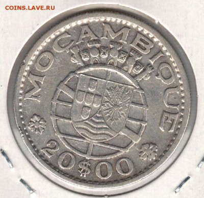 Ag Порт.Мозамбик 20 эскудо 1960 ДО 26.04.2016 В 22.00МСК - 5-м20а