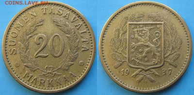 Финляндия 20 марок 1937: до 30-04-16 в 22:00 - Финляндия 20 марок 1937    3199