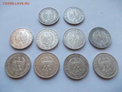 Десять монет по 5 марок (Германия 1935 г., двор А) - _10_G_A_1935_4