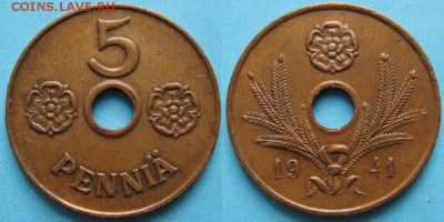 Финляндия 5 пенни 1941: до 30-04-16 в 22:00 - Финляндия 5 пенни 1941    3243