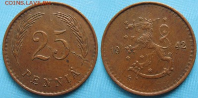 Финляндия 25 пенни 1942: до 30-04-16 в 22:00 - Финляндия 25 пенни 1942    3290